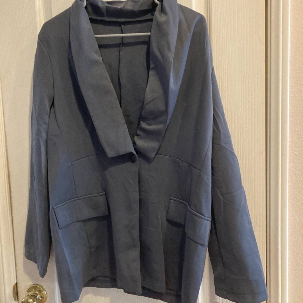 NWT SILVER GRAY SHAWL COLLAR BLAZER XL